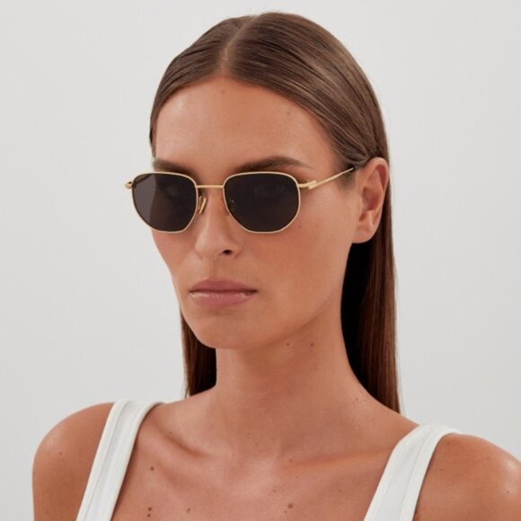 Bottega Veneta Women Sunglasses Gold Dark Brown Split Panthos BV1301S 002 NEW - Picture 10 of 17